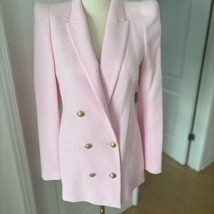 Elegant Pink Double-Breasted Women's Blazer